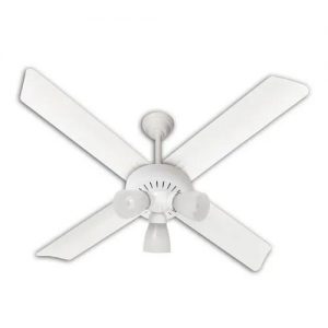 VENTILADOR DE TECHO 420 BLANCO CON LUZ  Y TULIPAS TAPA DE ACERO